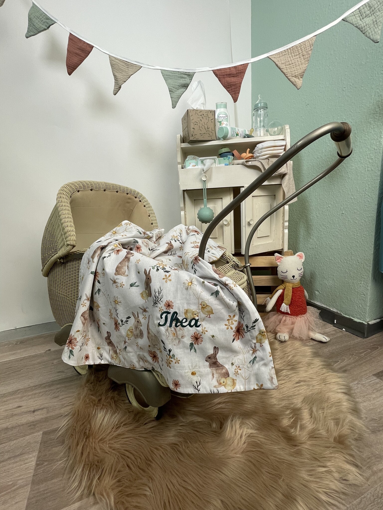 crêpes suzette Wende-Decke aus Baumwollstoff und Waffelpique – Maße: 50 x 70, Fütterung: ohne Fütterung