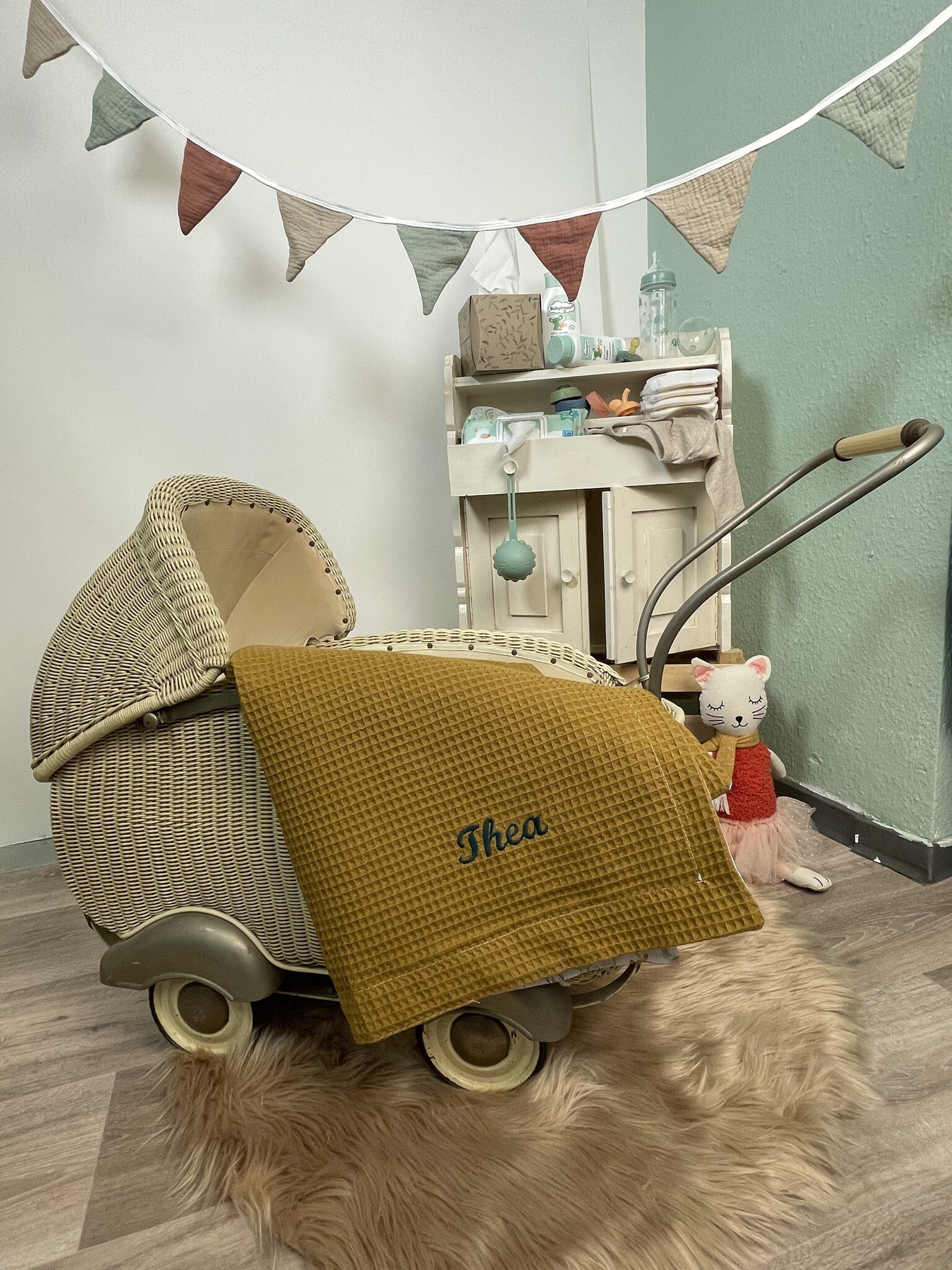 crêpes suzette Wende-Decke aus Baumwollstoff und Waffelpique – Maße: 50 x 70, Fütterung: ohne Fütterung