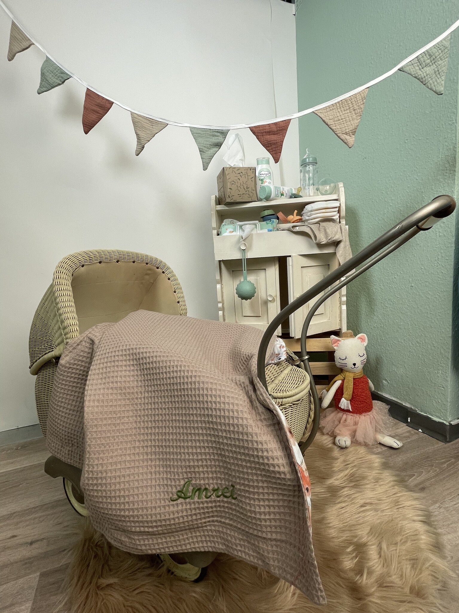 crêpes suzette Wende-Decke aus Baumwollstoff und Waffelpique – Maße: 50 x 70, Fütterung: ohne Fütterung