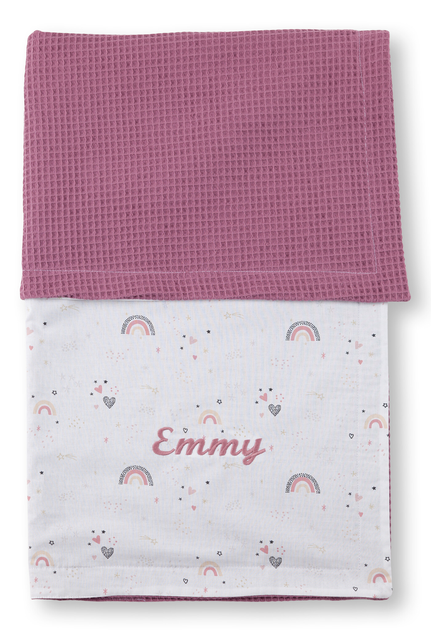 crêpes suzette Wende-Decke aus Baumwollstoff und Waffelpique – Maße: 50 x 70, Fütterung: ohne Fütterung