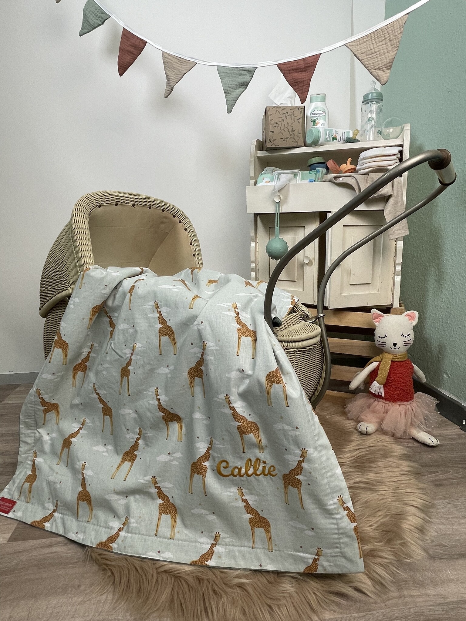 crêpes suzette Wende-Decke aus Baumwollstoff und Waffelpique – Maße: 50 x 70, Fütterung: ohne Fütterung