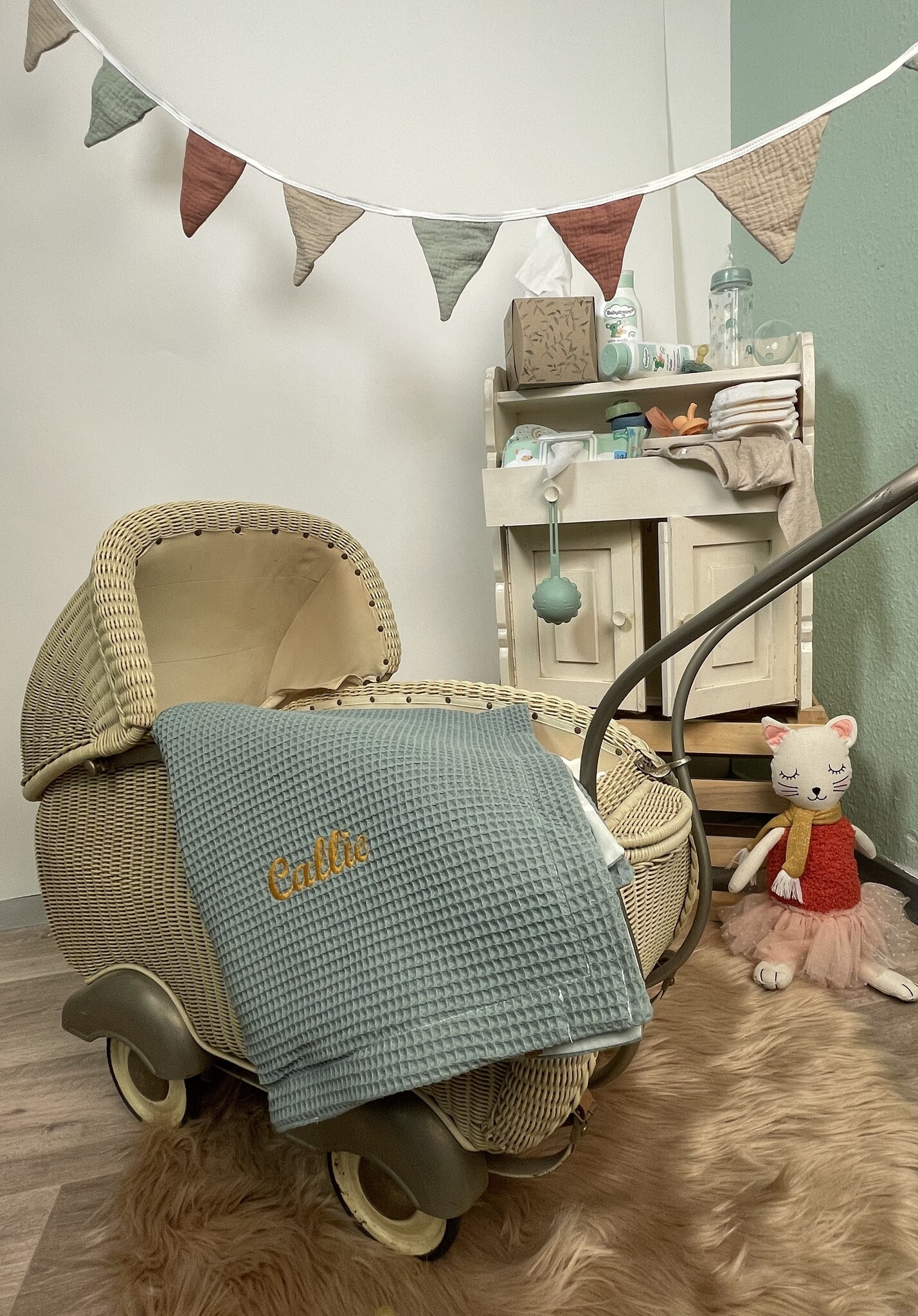 crêpes suzette Wende-Decke aus Baumwollstoff und Waffelpique – Maße: 50 x 70, Fütterung: ohne Fütterung