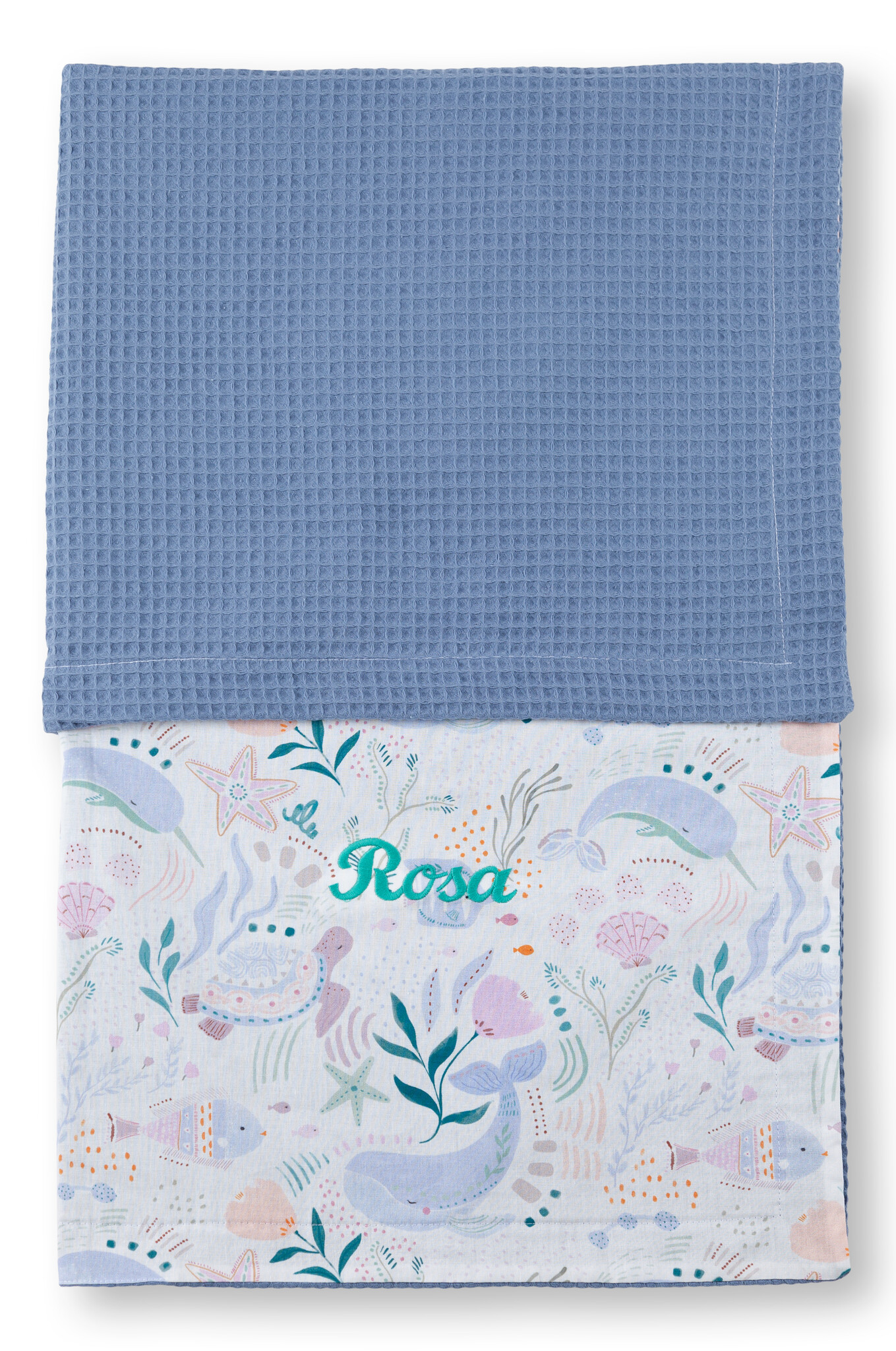 crêpes suzette Wende-Decke aus Baumwollstoff und Waffelpique – Maße: 50 x 70, Fütterung: ohne Fütterung