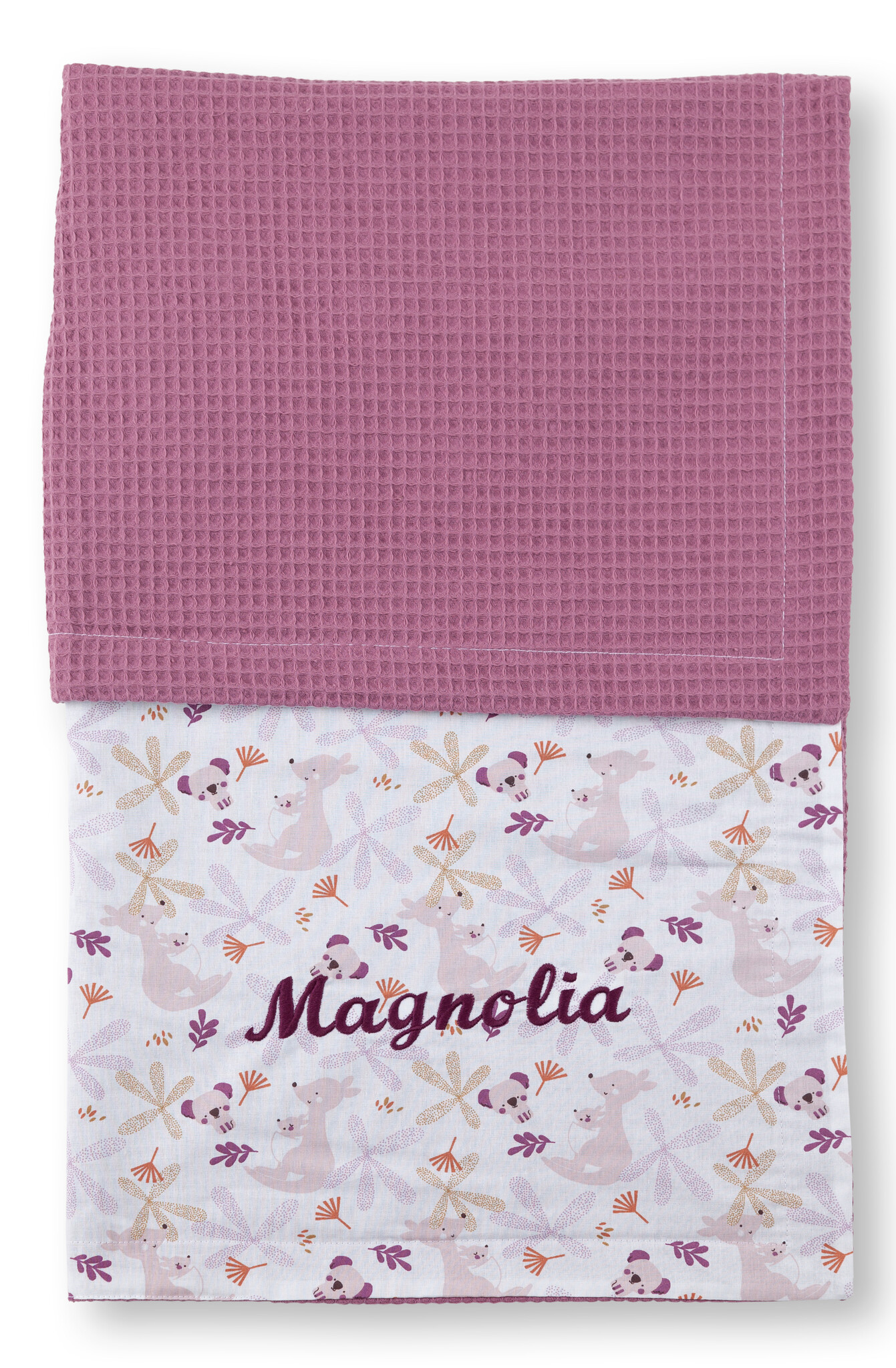 crêpes suzette Wende-Decke aus Baumwollstoff und Waffelpique – Maße: 50 x 70, Fütterung: ohne Fütterung