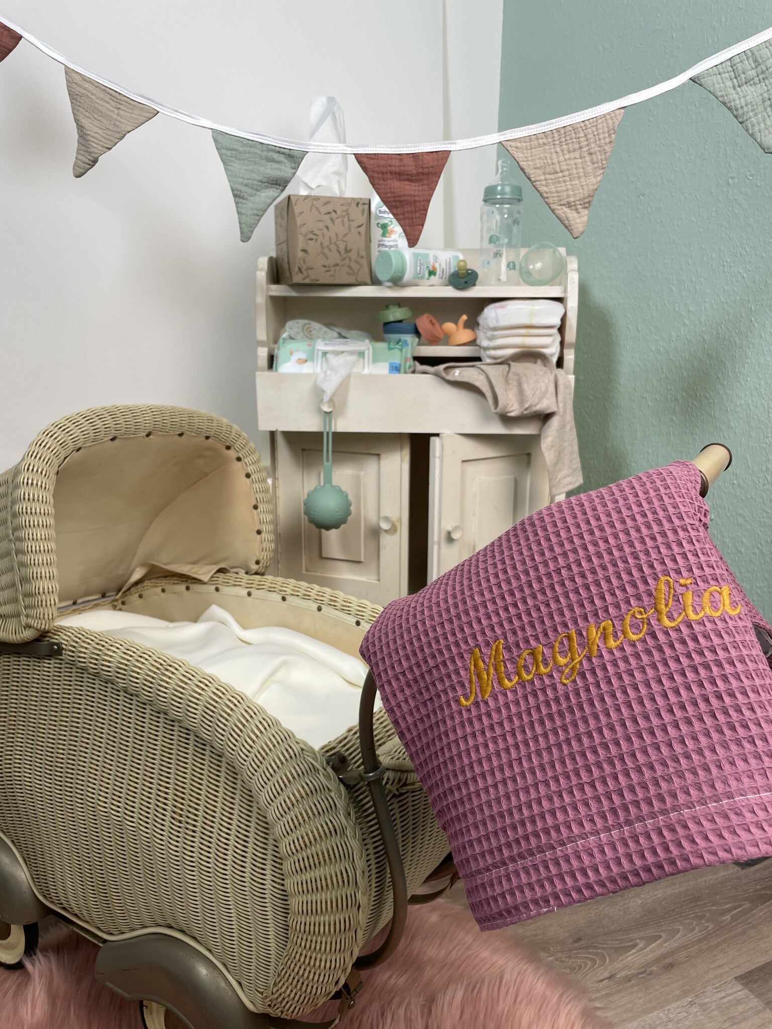 crêpes suzette Wende-Decke aus Baumwollstoff und Waffelpique – Maße: 50 x 70, Fütterung: ohne Fütterung