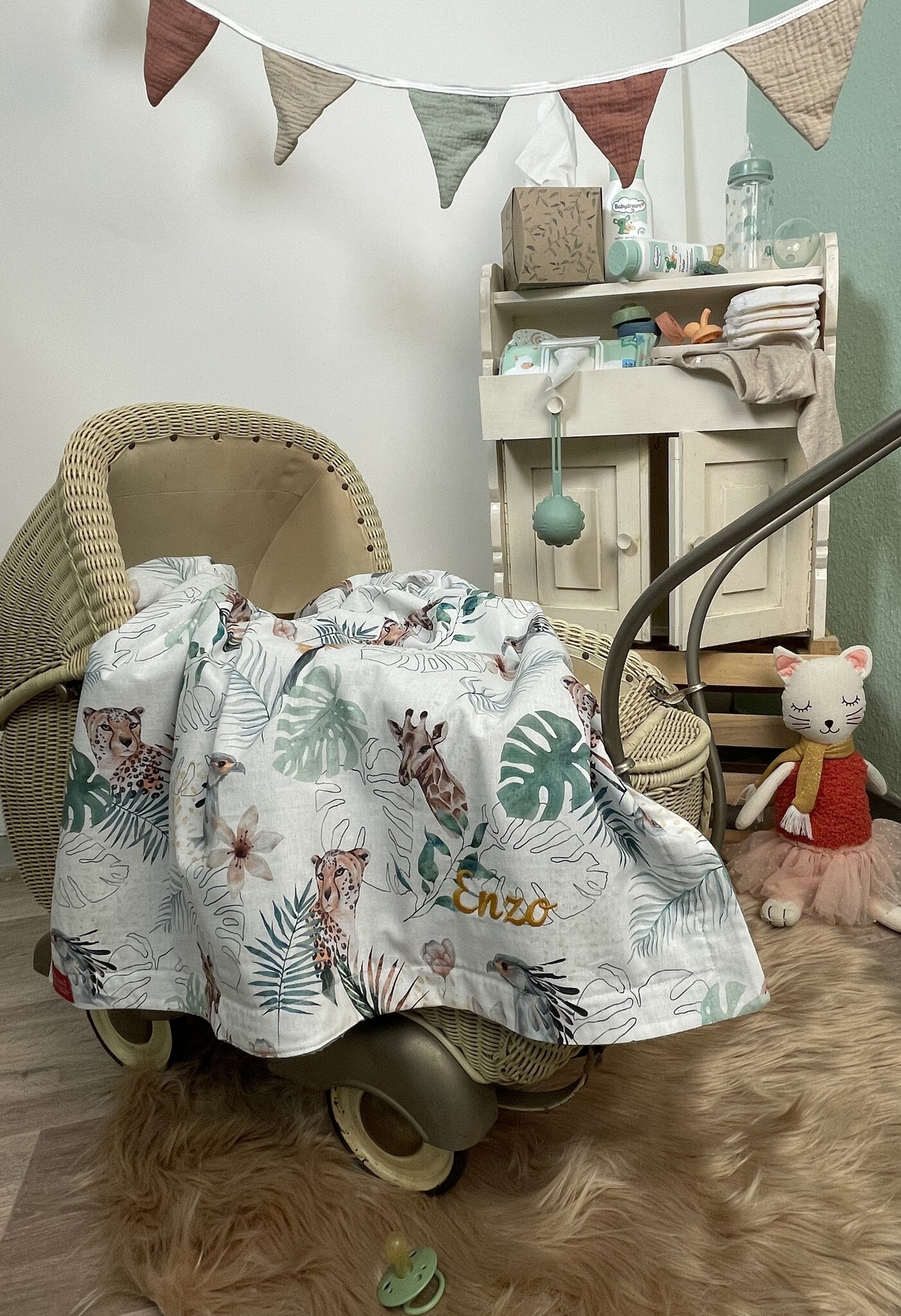 crêpes suzette Wende-Decke aus Baumwollstoff und Waffelpique – Maße: 50 x 70, Fütterung: ohne Fütterung