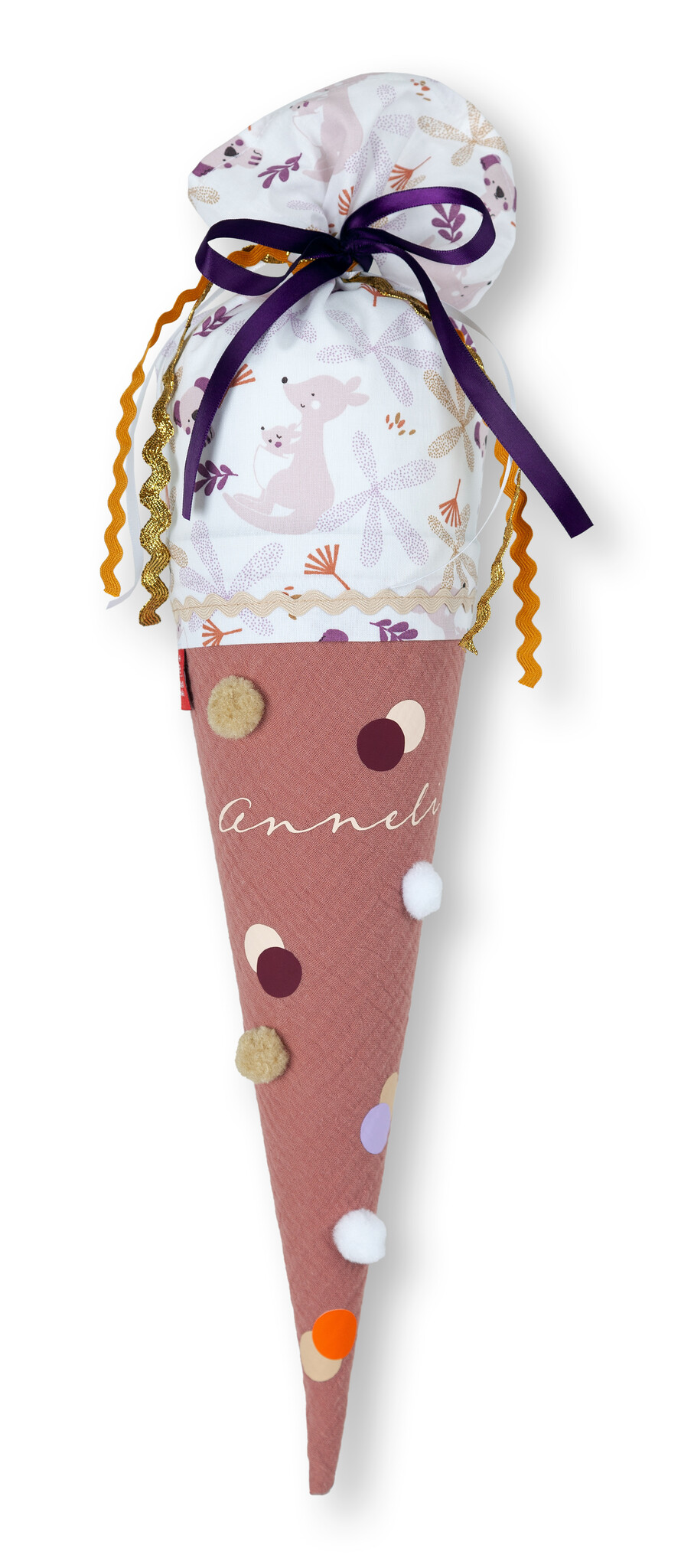 Schultüte für Geschwister mit Bommeln, Motiv : Känguru