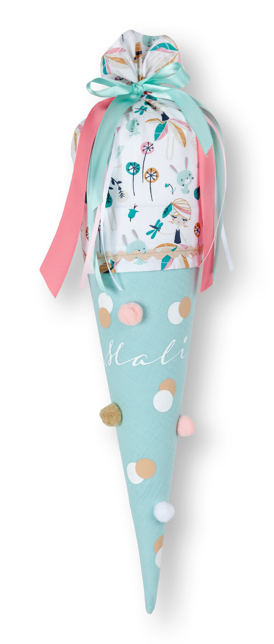 Schultüte für Geschwister mit Bommeln, Motiv : Fee