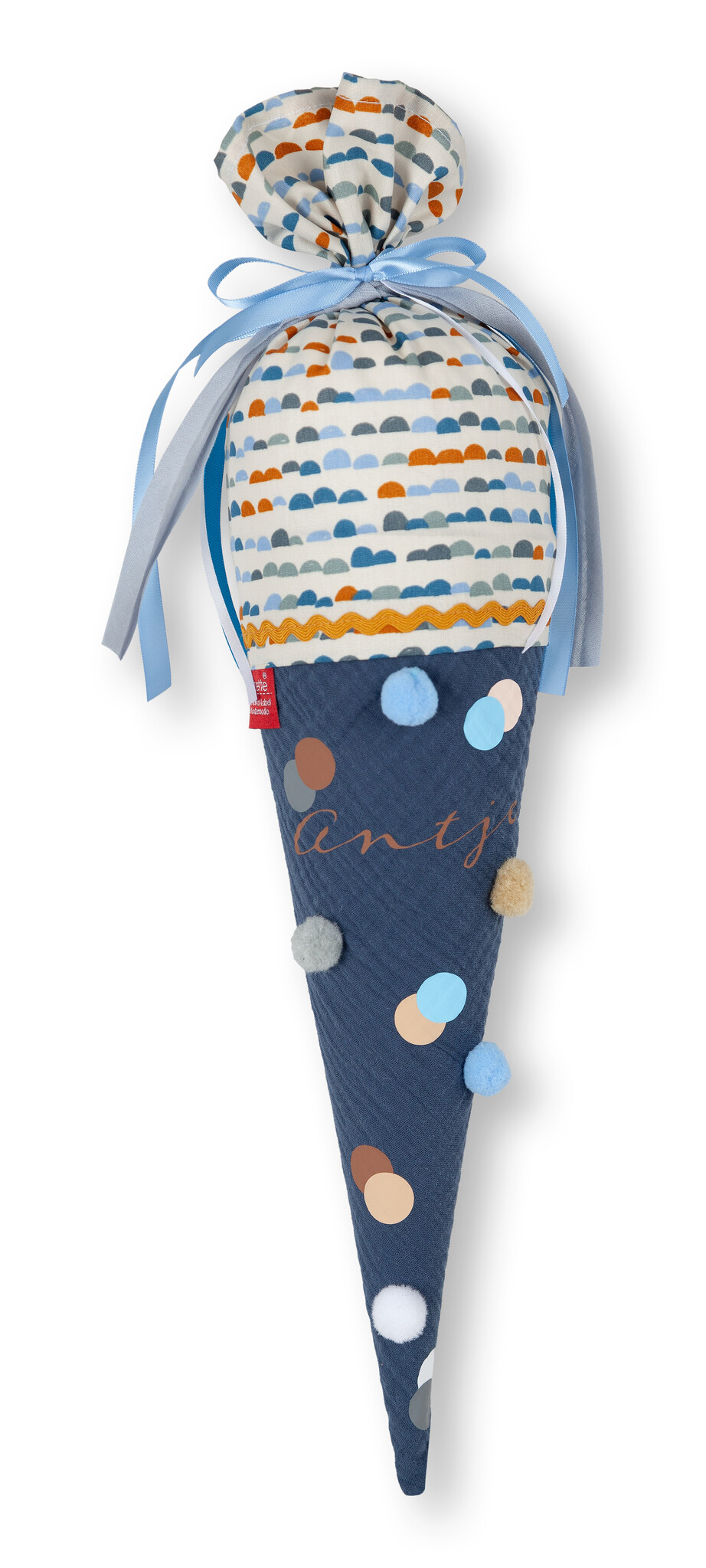 Schultüte für Geschwister mit Bommeln, Motiv : Gemustert