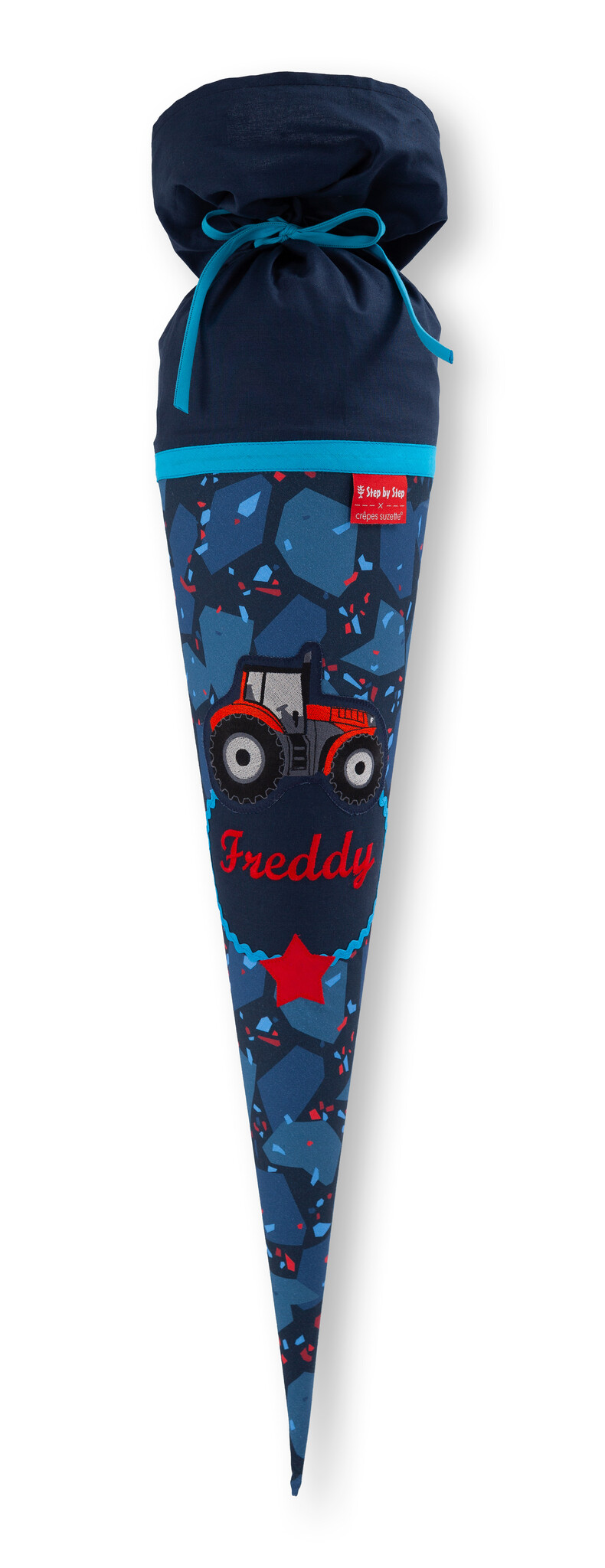 crêpes suzette Stoffschultüte passend zu Step by Step Schulranzen Traktor Freddy I bestickt mit Wunschnamen – Variante: mit Wunschnamen