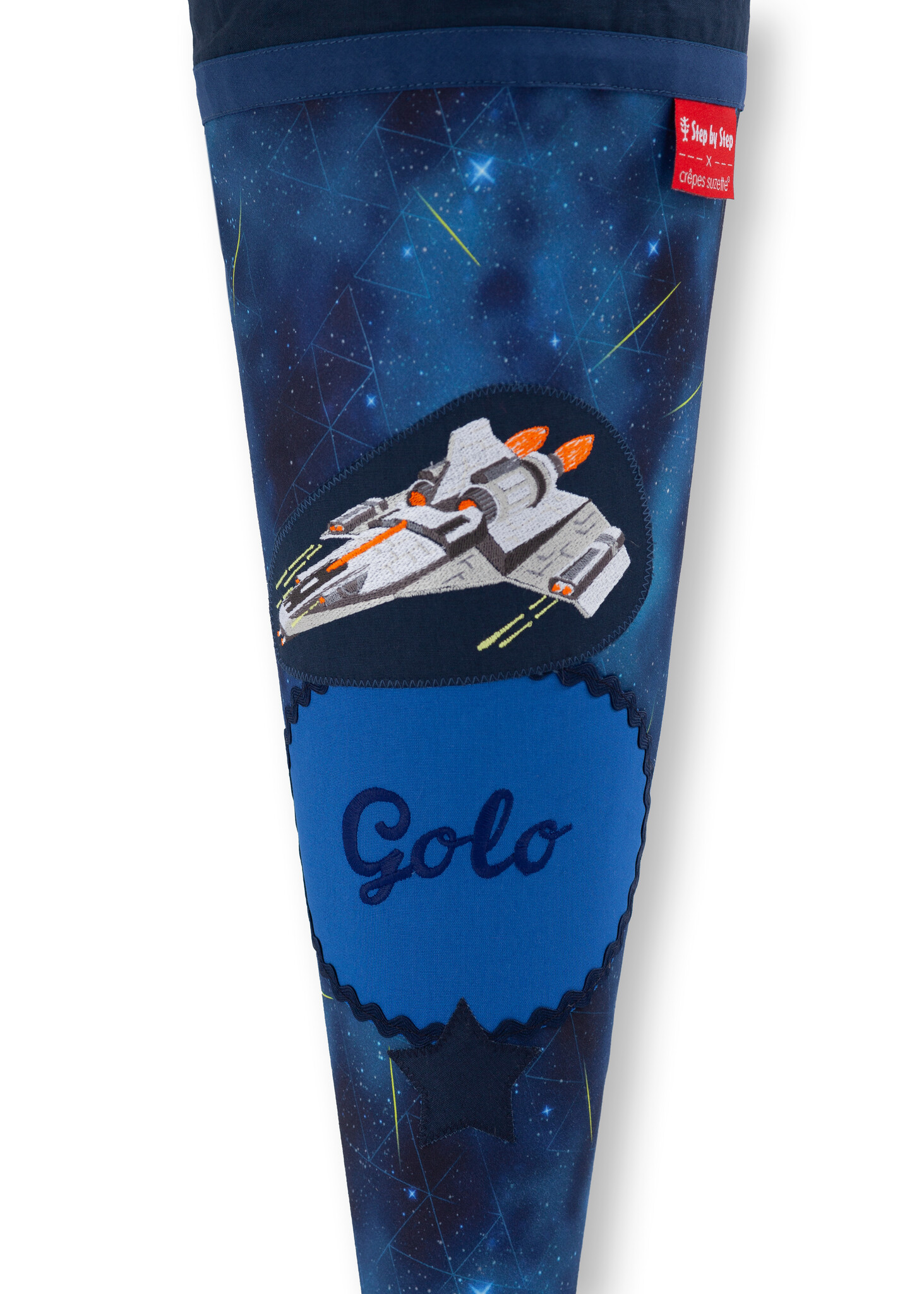 crêpes suzette Stoffschultüte passend zu Step by Step Starship Galactus I bestickt mit Wunschnamen – Variante: mit Wunschnamen