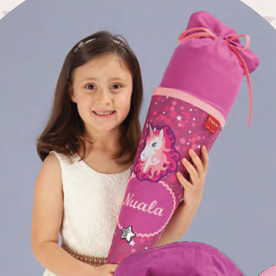 crêpes suzette Stoffschultüte passend zu Schultüte Einhorn Pink – Variante: mit Wunschnamen