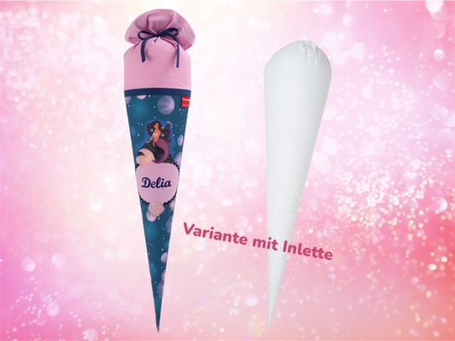 crêpes suzette Schultüte Meerjungfrau, mit Glitzer I handgenäht in Köln – Variante: mit Wunschnamen