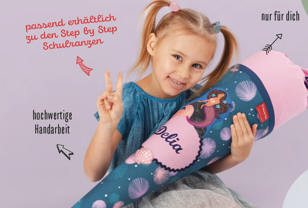 crêpes suzette Schultüte Meerjungfrau, mit Glitzer I handgenäht in Köln – Variante: mit Wunschnamen