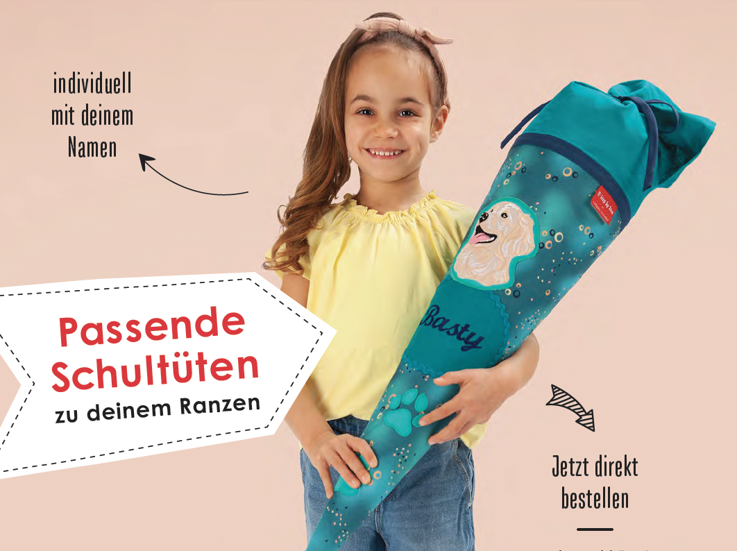 crêpes suzette Schultüte aus Stoff mit Wunschnamen I passend zu Step by Step Dog Basty – Variante: mit Wunschnamen