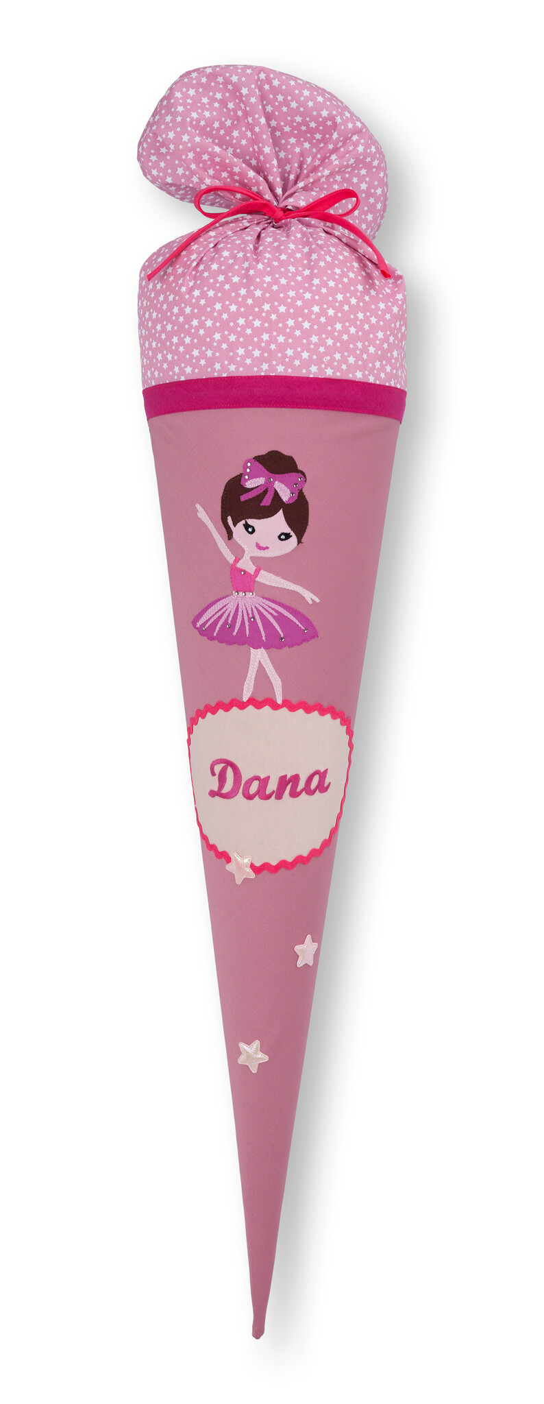 crêpes suzette Schultüte aus Stoff Ballerina für Mädchen |  Wandelbar zum Kuschelkissen |  Verziert mit funkelnden Glitzersteinen | Für einen unvergesslichen 1.Schultag – Variante: mit Wunschnamen