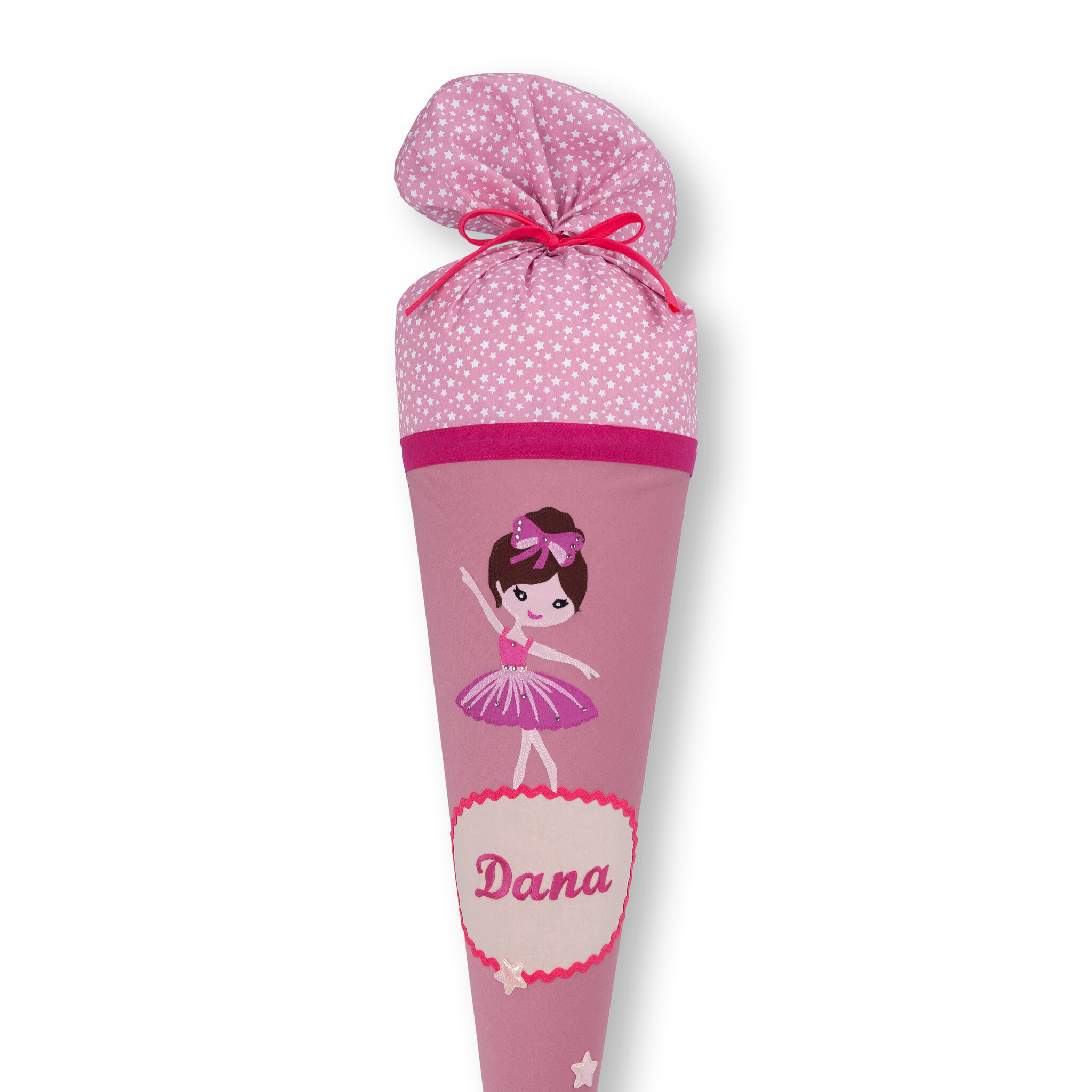 crêpes suzette Schultüte aus Stoff Ballerina für Mädchen |  Wandelbar zum Kuschelkissen |  Verziert mit funkelnden Glitzersteinen | Für einen unvergesslichen 1.Schultag – Variante: mit Wunschnamen