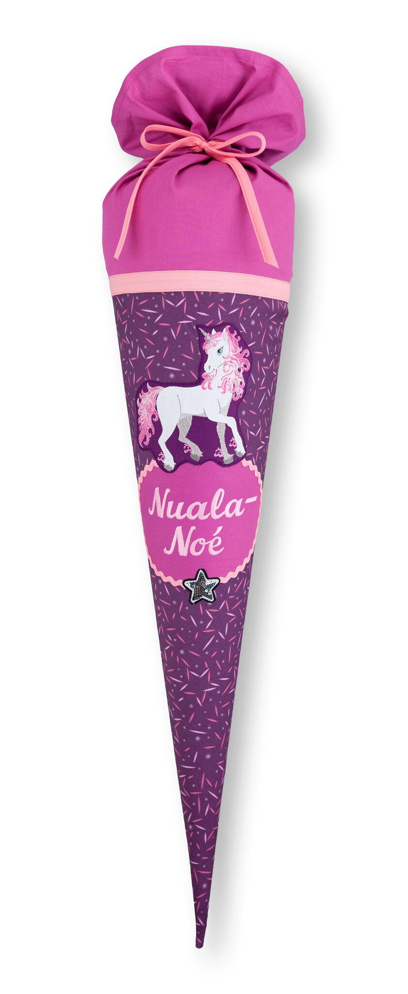 crêpes suzette Stoffschultüte Pretty Unicorn Nuala mit Namen • Handarbeit aus Köln • exklusiv lizenziert Step by Step • Beerig-Pink Einhorn-Motiv • wandelbar zum Kuschelkissen – Variante: mit Wunschnamen
