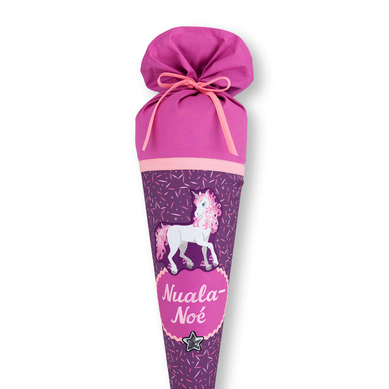 crêpes suzette Stoffschultüte Pretty Unicorn Nuala mit Namen • Handarbeit aus Köln • exklusiv lizenziert Step by Step • Beerig-Pink Einhorn-Motiv • wandelbar zum Kuschelkissen – Variante: mit Wunschnamen