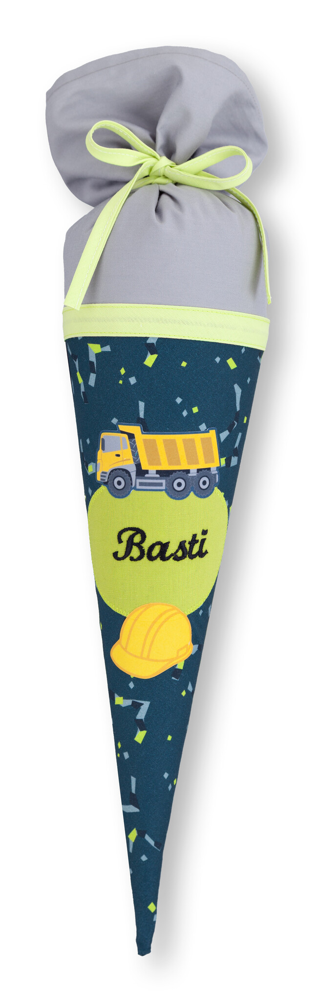 crêpes suzette Geschwisterschultüte passend zu Step by Step Schulranzen Bagger Rocco, bestickt mit Wunschnamen – Varianten: mit Motiv und Namensbestickung