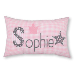crêpes suzette Namenskissen I Krone und Stern I Rosa kariert I mit Wunschnamen