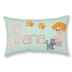 crêpes suzette Namenskissen I Mädchen mit Katze I Mint I mit Wunschnamen