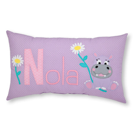 crêpes suzette Namenskissen I Nilpferd, Blumen und Kirschen I Flieder I mit Wunschnamen