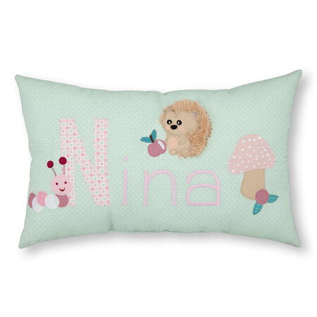 crêpes suzette Namenskissen I Igel, Pilz und Raupe I Mint I mit Wunschnamen