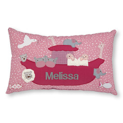 crêpes suzette Namenskissen I Arche Noah, Löwe und Giraffe I Rosa I mit Wunschnamen