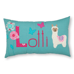 crêpes suzette Namenskissen  I Lama, Blumen und Schmetterlinge I Mint I mit Wunschnamen