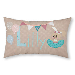 crêpes suzette Namenskissen I Ballerina, Ballons und Wimpelkette I Beige I mit Wunschnamen