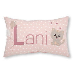 crêpes suzette Namenskissen Katze und kleine Herzen I Rosa mit Pfötchen I mit Wunschnamen