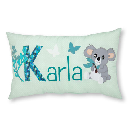 crêpes suzette Namenskissen Koala, Schmetterlinge und Blätter I Mint I mit Wunschnamen