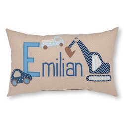 crêpes suzette Namenskissen Bagger, Autos und Baustelle I Beige I mit Wunschnamen