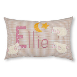 crêpes suzette Namenskissen Schafe, Mond und Sterne I Beige Kariert I mit Wunschnamen