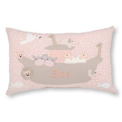 crêpes suzette Namenskissen Arche mit Tieren und Taube I Rosa I mit Wunschnamen