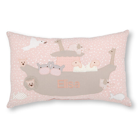 crêpes suzette Namenskissen Arche mit Tieren und Taube I Rosa I mit Wunschnamen