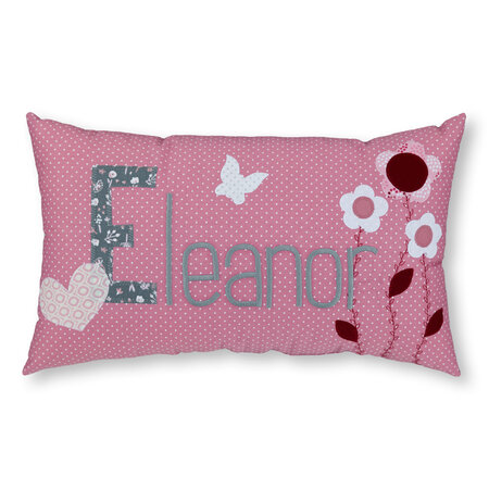 crêpes suzette Namenskissen Blumen und Schmetterlinge I Rosa I mit Wunschnamen