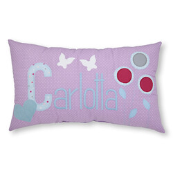 crêpes suzette Namenskissen Schmetterlinge, Herz und Blumen I Flieder I mit Wunschnamen