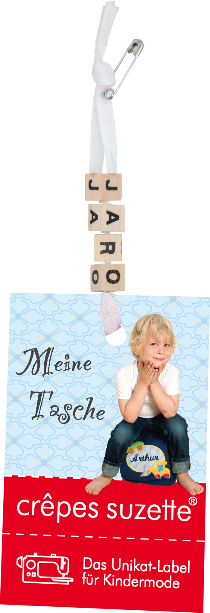 crêpes suzette Kindergartentasche mit Namen bestickt Motiv: Dino