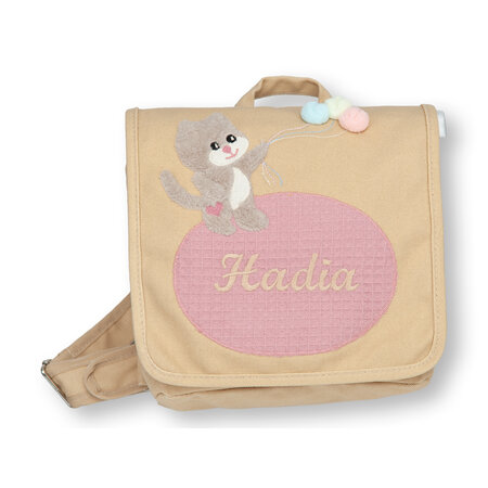 crêpes suzette crêpes suzette Kindergartentasche mit Namen bestickt Motiv: Katze mit Ballons