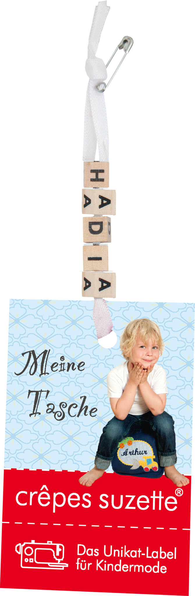 crêpes suzette Kindergartentasche mit Namen bestickt Motiv: Katze mit Ballons