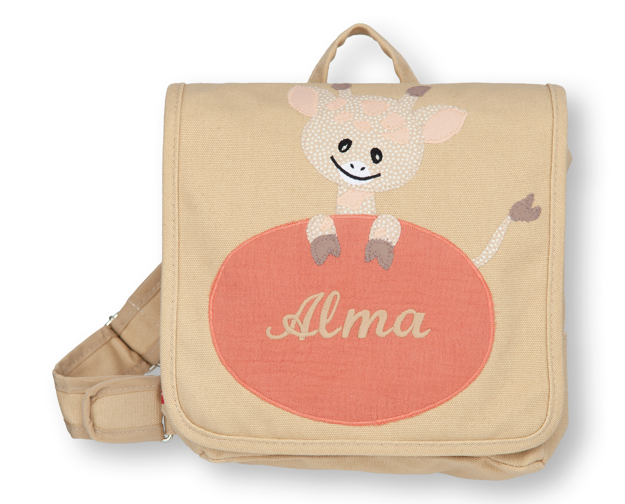 crêpes suzette Kindergartentasche mit Namen bestickt Motiv: Giraffe