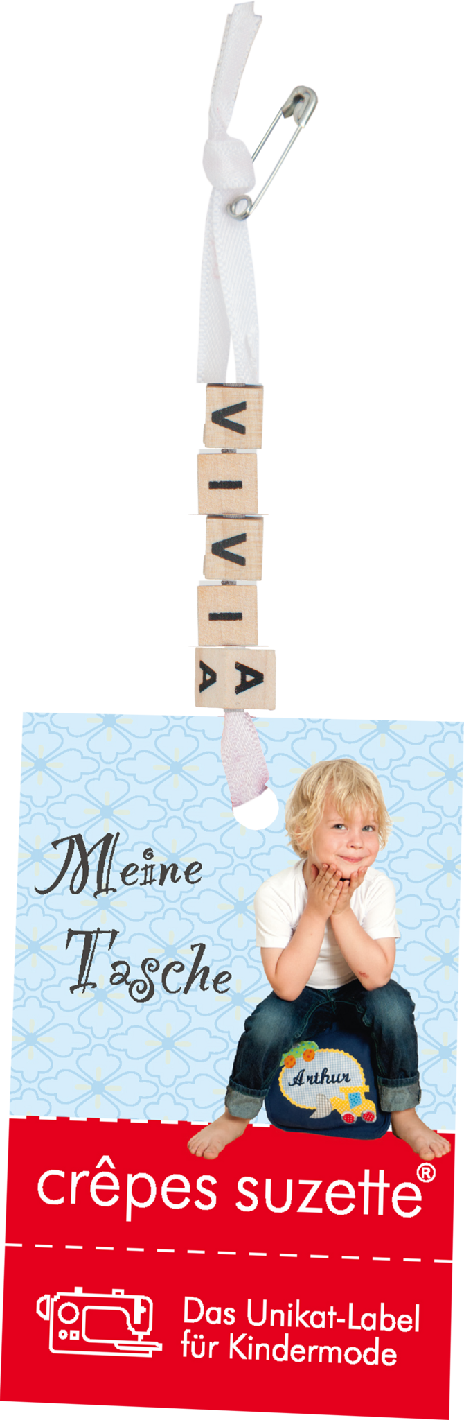 crêpes suzette Kindergartentasche mit Namen bestickt Motiv: Einhorn