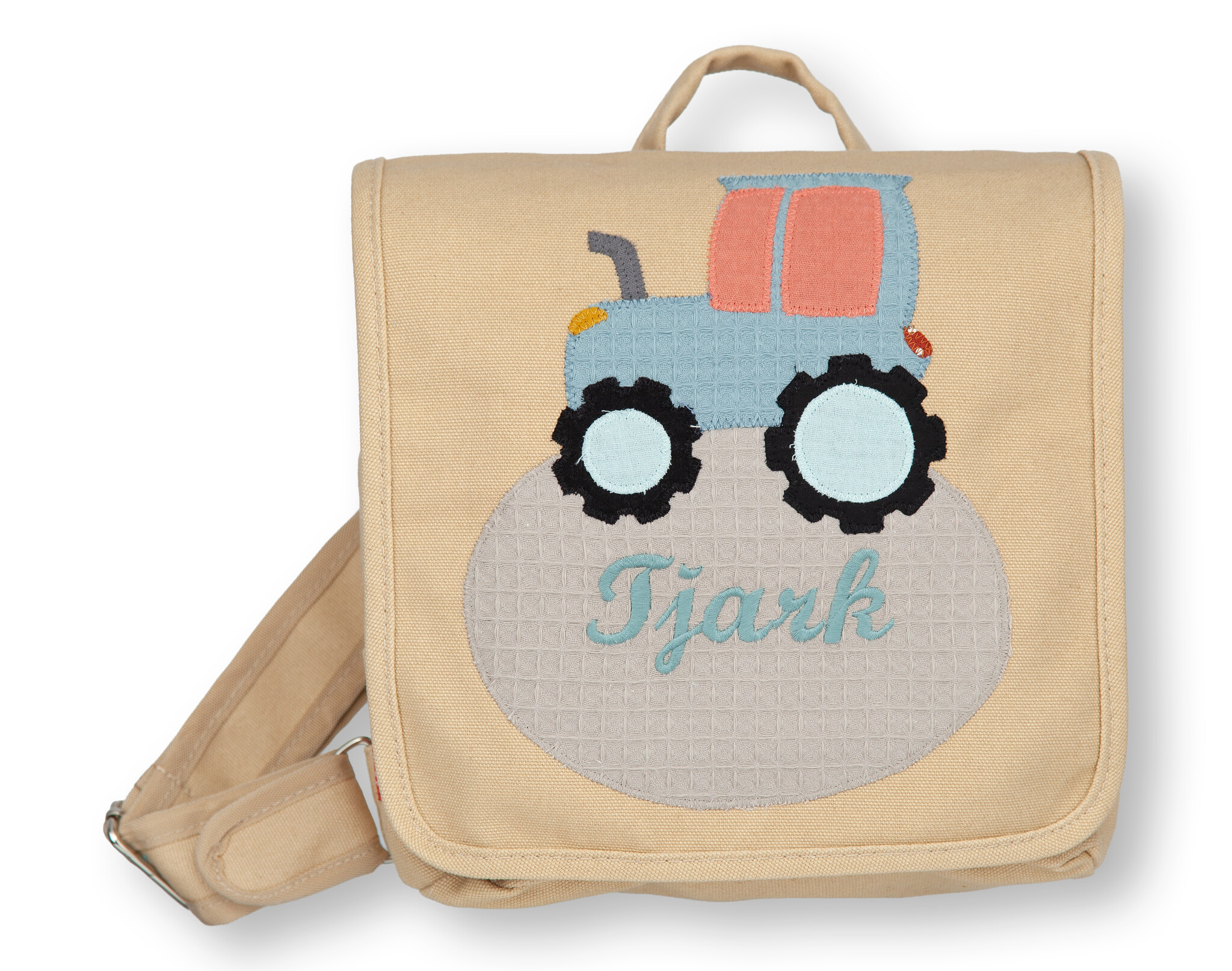 crêpes suzette Kindergartentasche mit Namen bestickt Motiv: Traktor