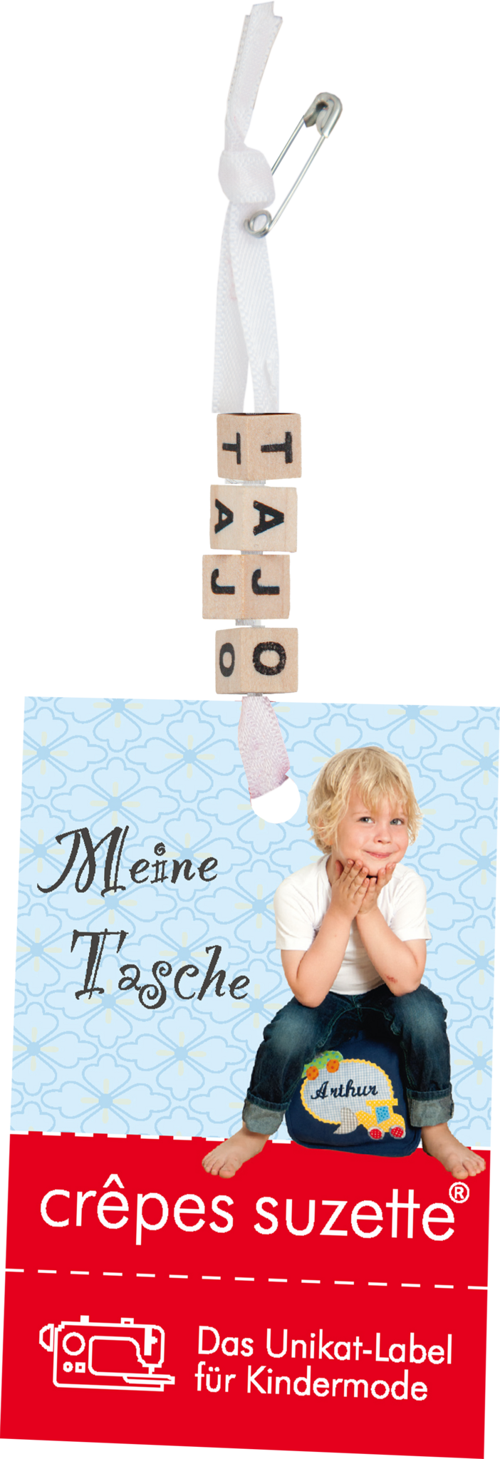 crêpes suzette Kindergartentasche mit Namen bestickt Motiv: Auto