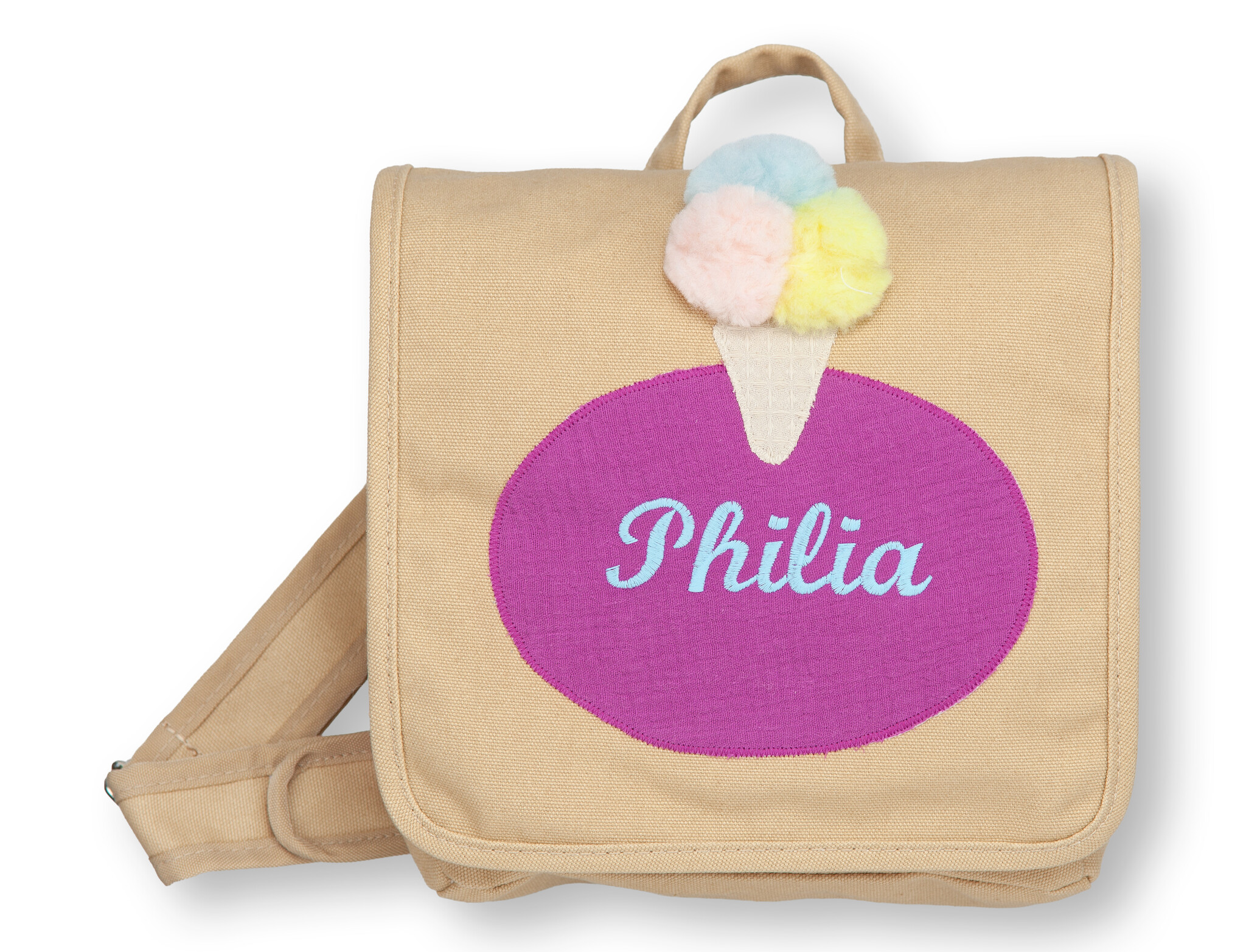 crêpes suzette Kindergartentasche mit Namen bestickt Motiv: Eistüte