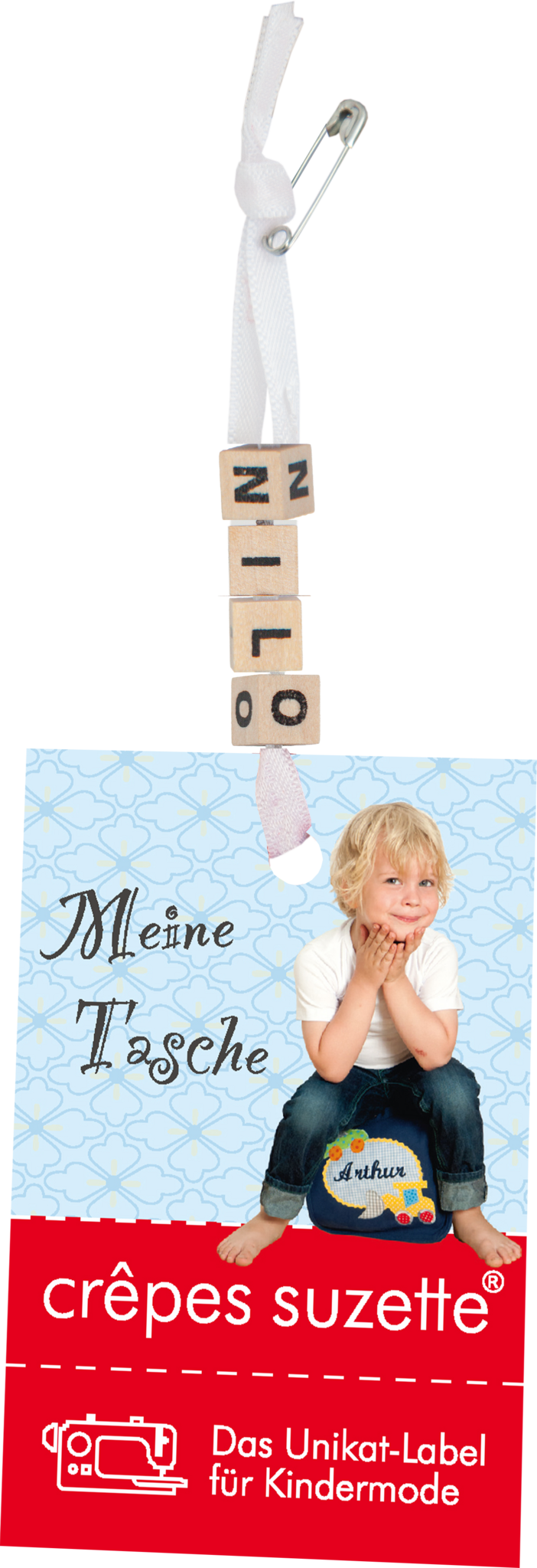 crêpes suzette Kindergartentasche mit Namen bestickt Motiv: Nilpferd