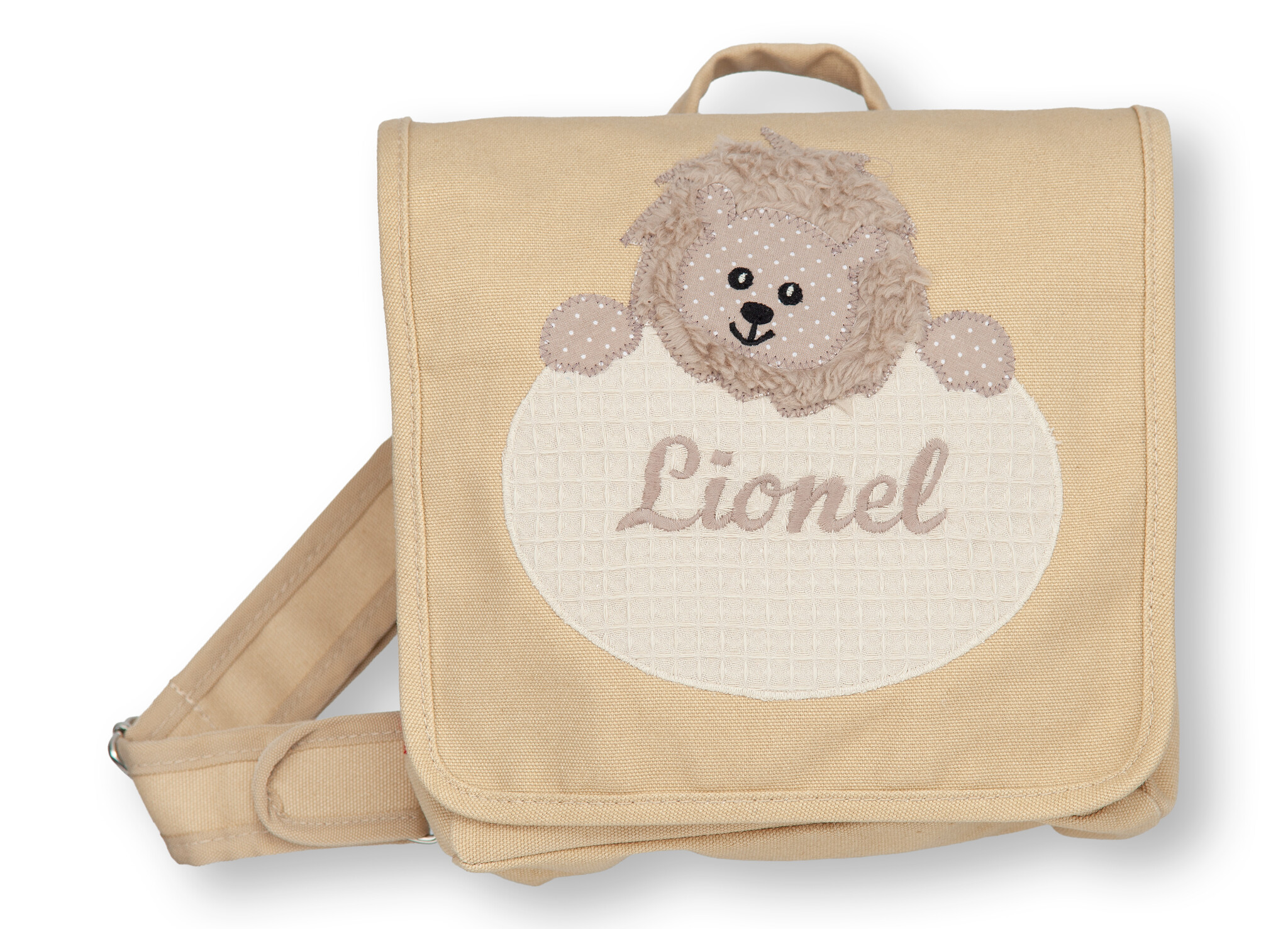 crêpes suzette Kindergartentasche mit Namen bestickt Motiv: Löwe