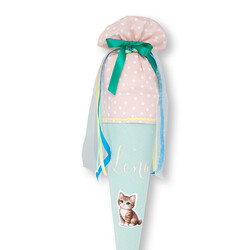 crêpes suzette Schultüte aus Stoff mit Katzenmotiv | Schultüte mit Namen